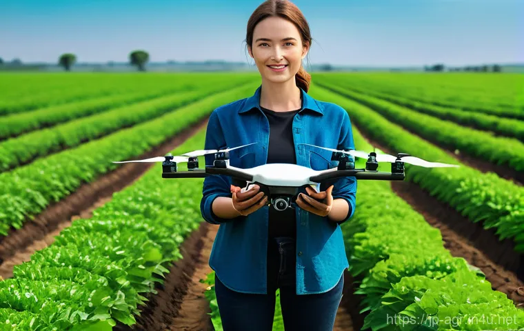농업기술 자격증 후 취업 가능 분야 - **Prompt 1: Smart Agriculture - Drone and Data-Driven Farming**
    A bright, wide-angle shot of a v...