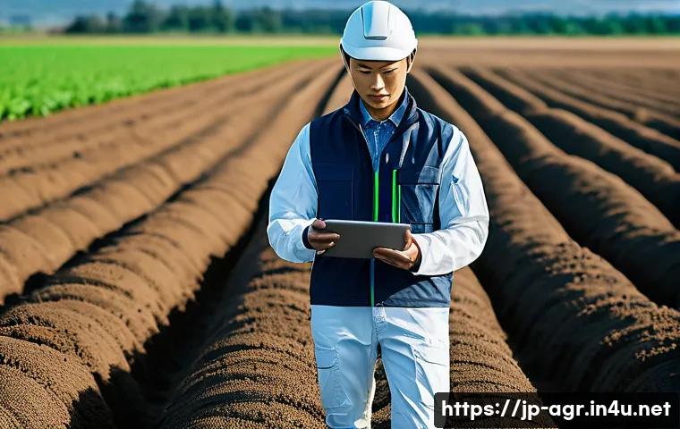 농업기술 관련 대학교 전공 소개 - A vibrant, futuristic farm scene under a clear sky. In the foreground, a modern, energetic Japanese ...