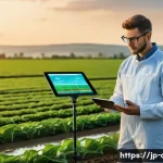 농업기술 분야 유망 직종 - A futuristic agricultural engineer wearing protective workwear and glasses, operating a sleek, high-...